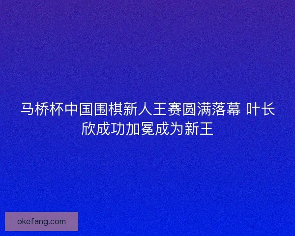 马桥杯中国围棋新人王赛圆满落幕 叶长欣成功加冕成为新王