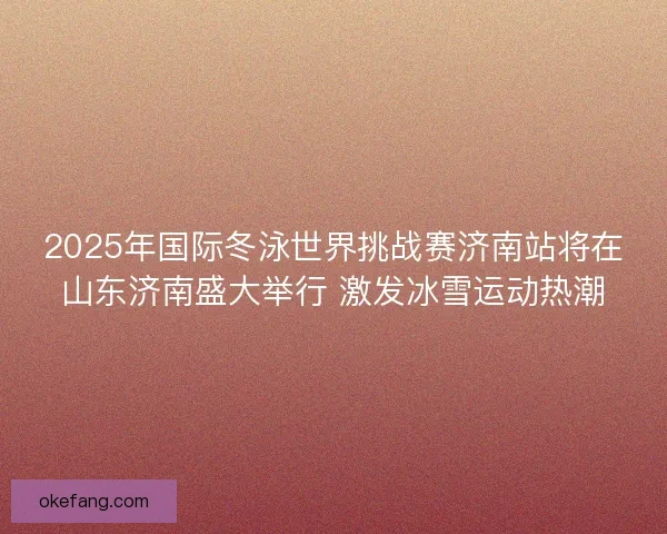 2025年国际冬泳世界挑战赛济南站将在山东济南盛大举行 激发冰雪运动热潮 2025年国际冬泳世界挑战赛济南站将在山东济南盛大举行 激发冰雪运动热潮